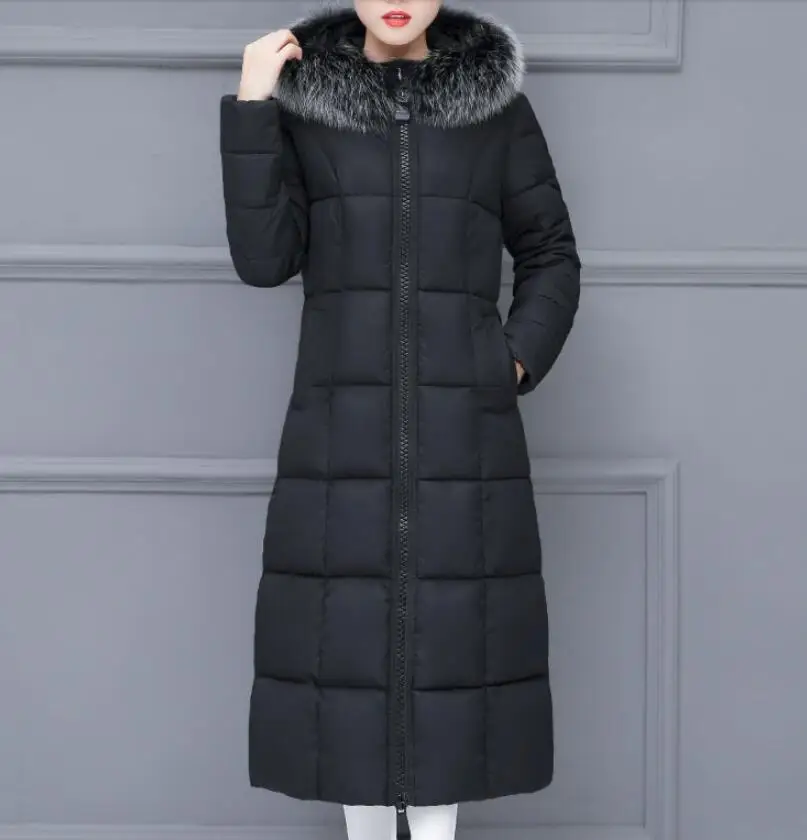 

2018 new down cotton pad women winter Korean version thick long section over the knee warm thick coat tide jacket
