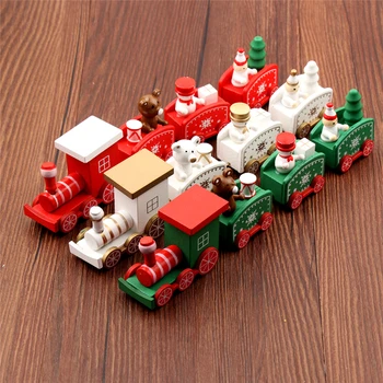 

Christmas Wood Train Snowflake Painted Xmas Decoration Ornament for Home Garden Santa/bear Xmas Toys Gift Navidad New Year Gift