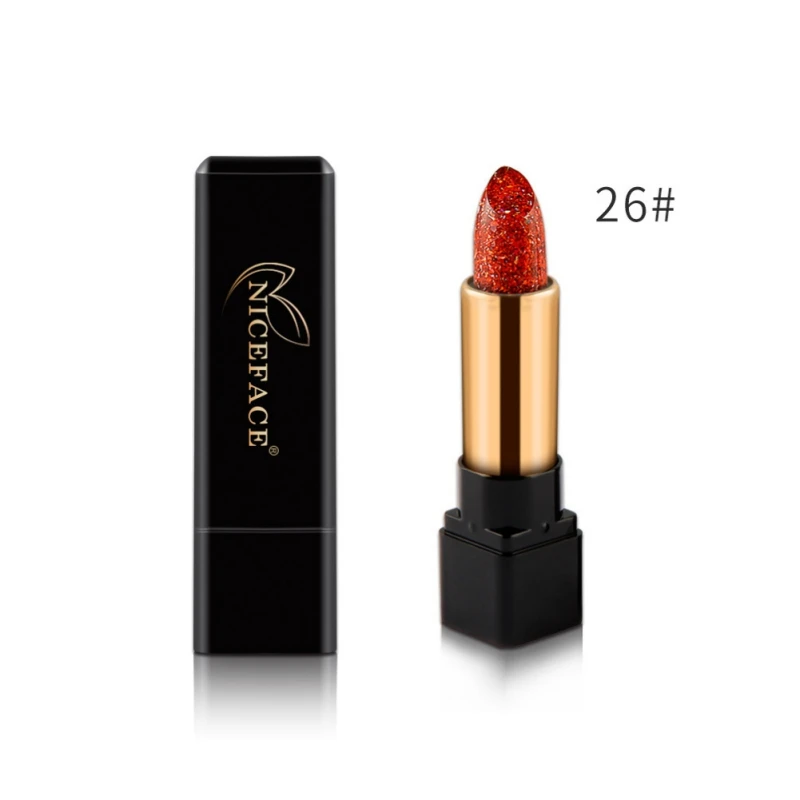 Diamond Temperature- Changed Lipstick Glitter Waterproof Shiny Moisturizer Long Lasting Lip Stick Beauty Cosmetic