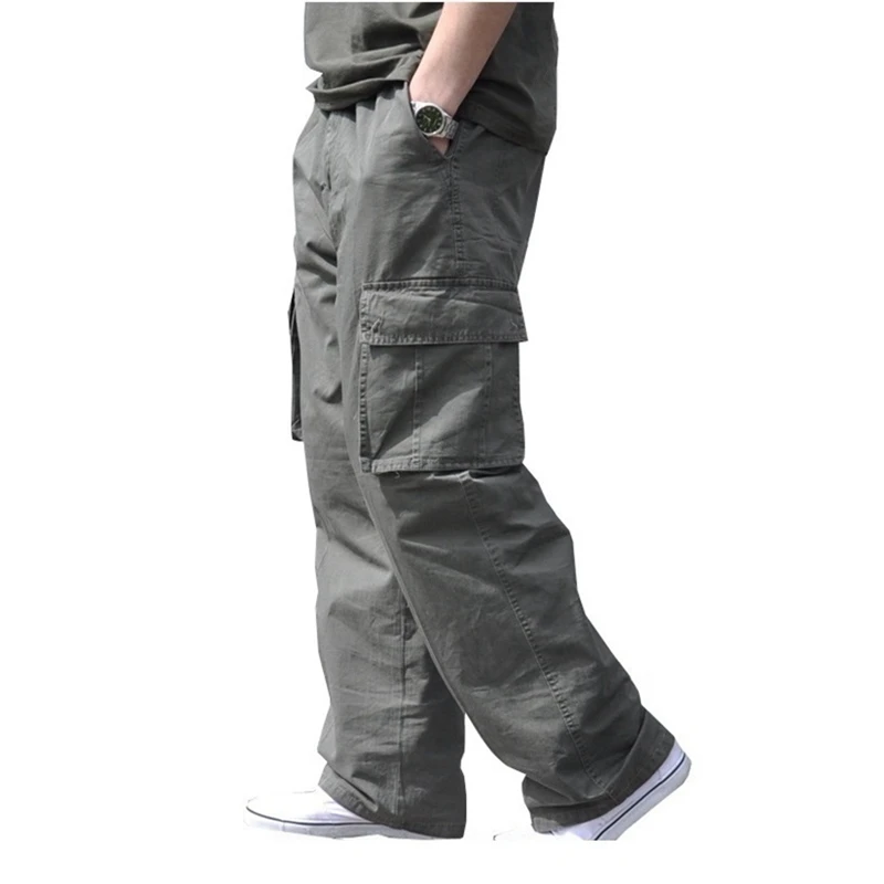 summer-Men-cargo-cotton-pants-pocket-large-size-big-8XL-10XL-9XL-140KG-loose-out-door