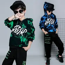 Комплект осенней одежды из 2 предметов для мальчиков, хлопковый Камуфляжный костюм для танцев в стиле хип-хоп детская спортивная одежда для мальчиков, толстовки и штаны для детей 6, 8, 10, 12, 14 лет