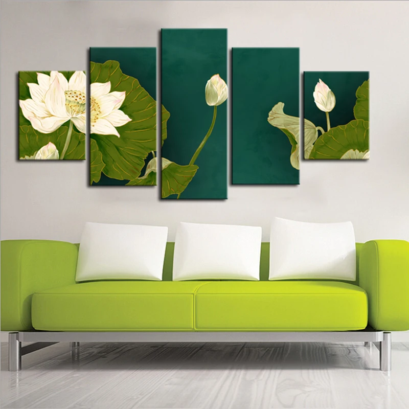 High Definition Spray Painting Lotus Canvas Printings Waterproof Ink