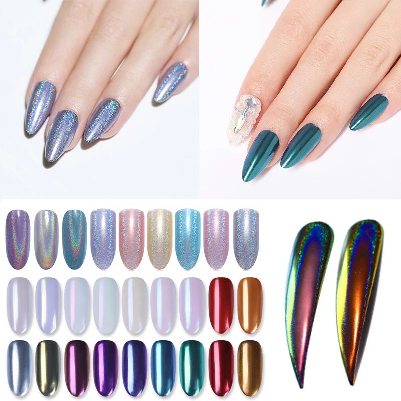 

Nail Glitter Powder Silver Red Holographic Chorme Mirror Nail Powder Pigment Dust Decorations for Nail Art Manicure