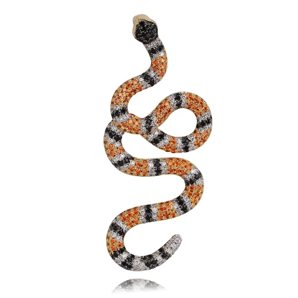 Comprar Nuevo colgante de serpiente de Coral helado COLLAR COLGANTE de serpiente para hombre cobre Zirconia colorida Color dorado Hip Hop joyería de moda regalo