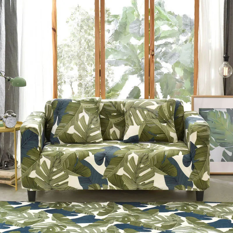 Листья спандекса чехлы для дивана эластичный протектор дивана дешевые чехлы для кресел стрейч дивана Чехлы для гостиной 1-4 местный - Цвет: Color 3
