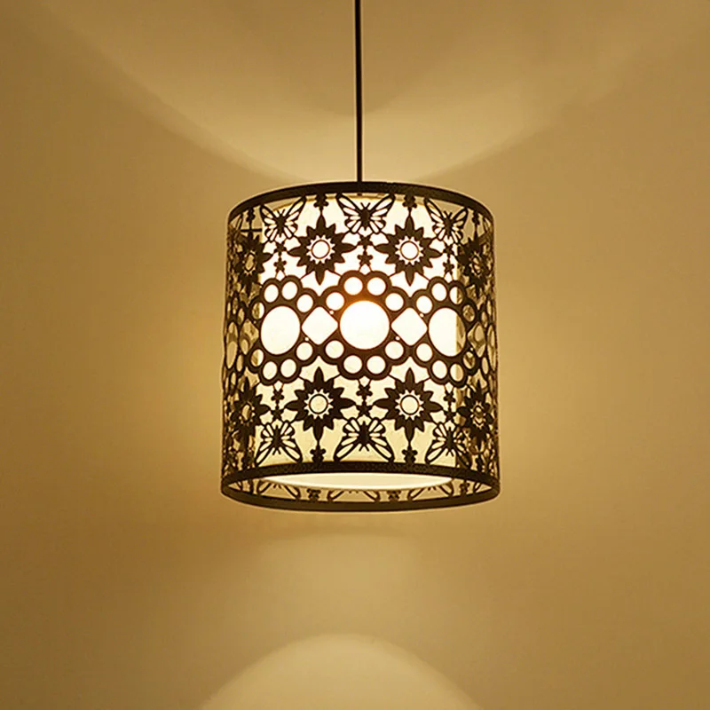 

Modern Iron Hollow Hanging Light Wrought Pendant Lamps Corridor Indoor Chandelier TN88