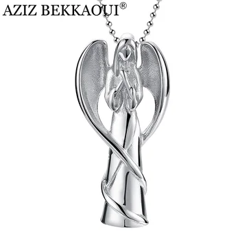

AZIZ BEKKAOUI Engrave Name Angel Wing Stainless Steel Cremation Jewelry Hold Loved Ones Ashes Keepsake Cremation Urn Necklace