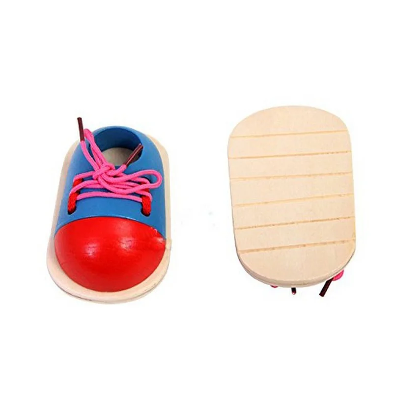 1 Pcs Wooden Toys Random Kids Montessori Educational Toys Children Toddler Lacing Shoes Early Education Montessori Teaching Aids (5)