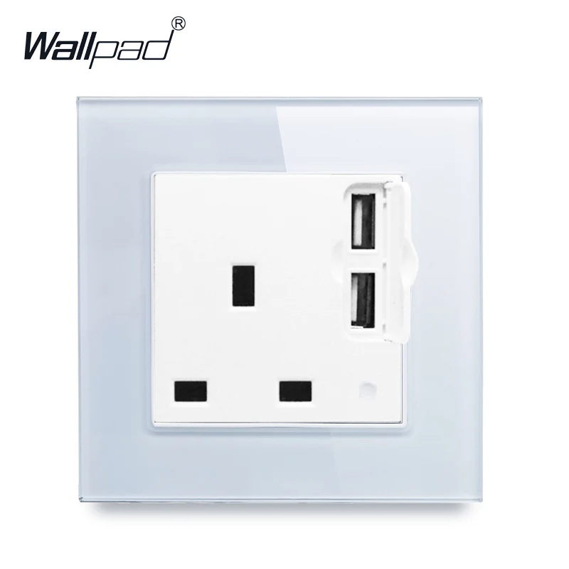 13A розетка с 2 USB Wallpad Роскошная стеклянная панель 110 В 250 240 в 13 А Стандартная двумя