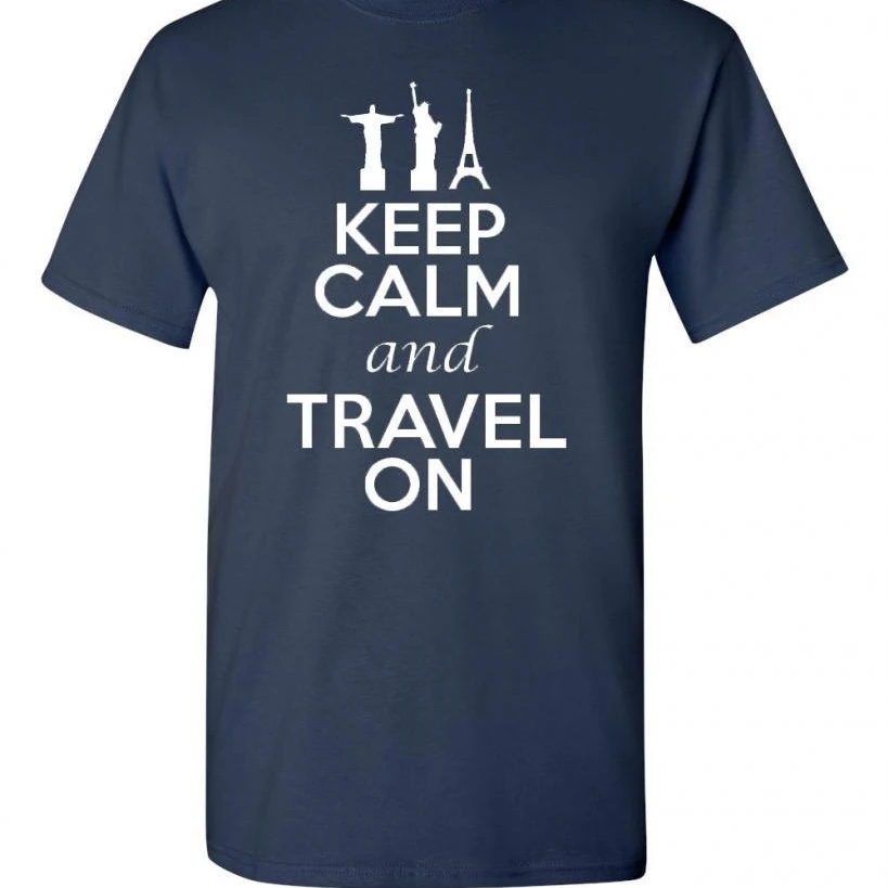 Keep Calm and Travel On Adult Unisex T-Shirt Tee (2)