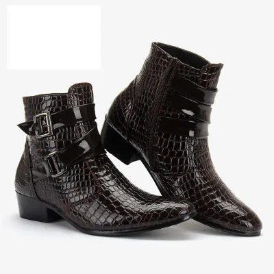 Cuculus/мужские ботинки; коллекция года; модные ботинки на меху из микрофибры; Зимняя Теплая мужская обувь из нубука; уличные ботинки; 188 - Цвет: Snake Brown