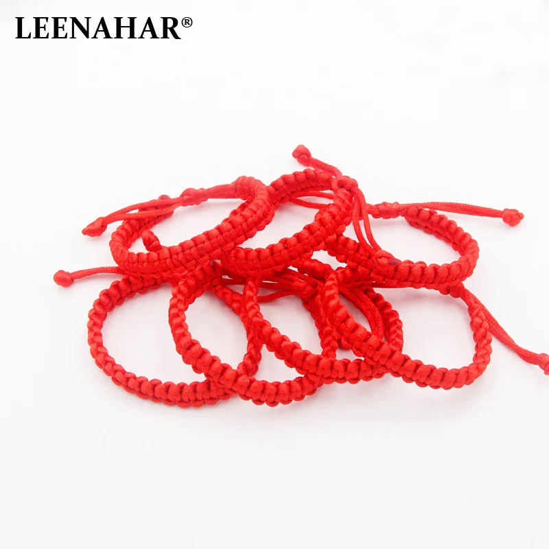 

LEENAHAR 2018 Kabbalah Red Lucky String Wholesale 10PCS Chinese Red string Bracelets Adjustable Lucky Rope Handmade Stretch Knot
