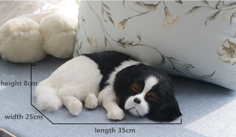 Dorimytrader pop quality soft realistic animal dog plush toy pet dogs animals doll decoration for car  Photography props 35X25cm DY80012(5)