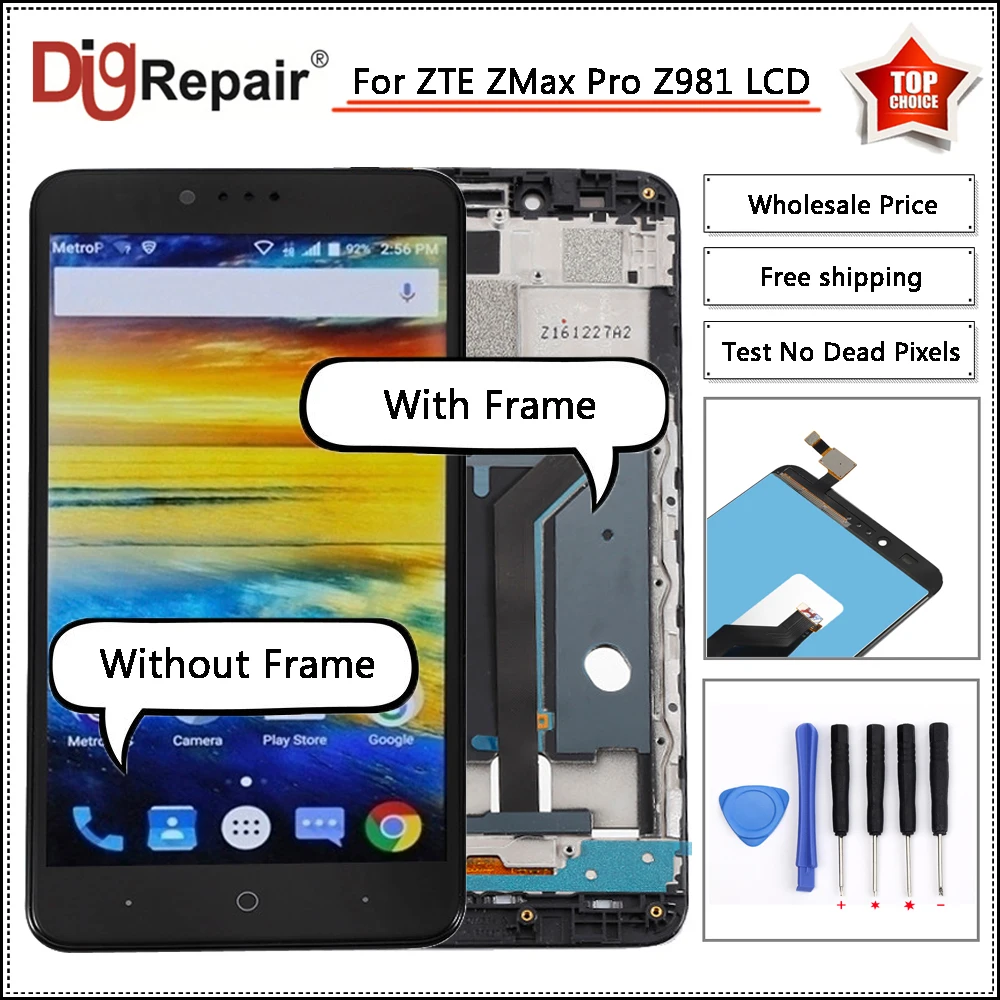 Black For ZTE Zmax Pro Z981 LCD Display Touch Screen Digitizer Assembly
