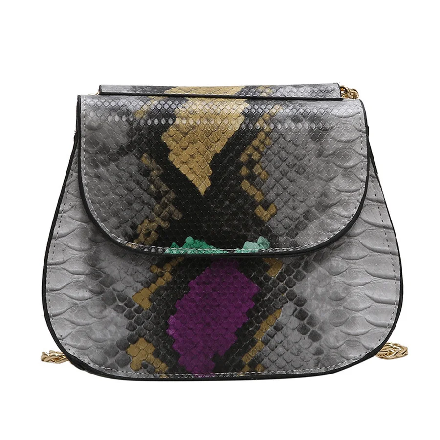 Casual Serpentine Printed Chain Bags Women Shoulder Messenger Bags Fashion Pu Women Snake Pattern Handbags Ladies Small Chic Bag
