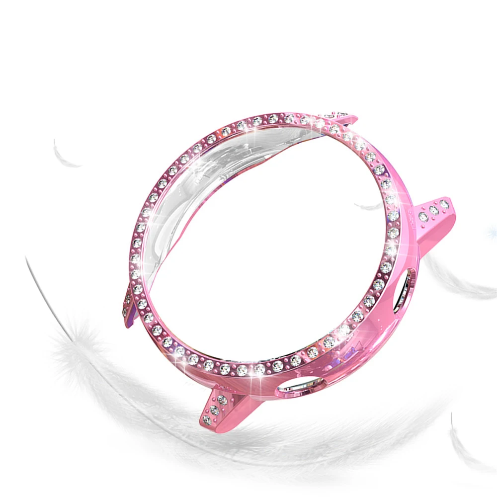 Роскошный ПК Алмазный полый чехол для часов для samsung Galaxy часы активная защита оболочки аксессуары - Цвет: Розовый