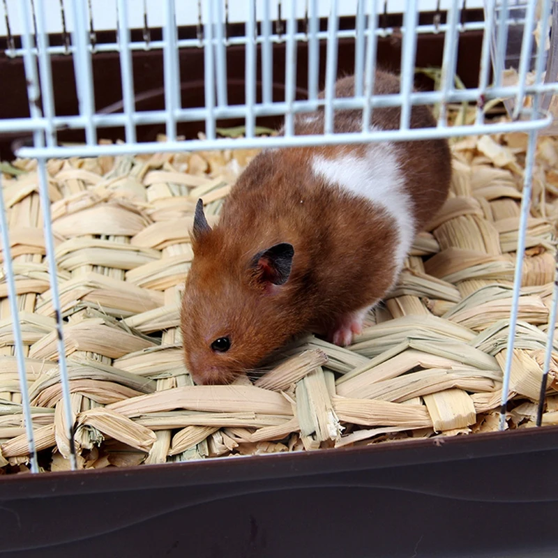 

Straw Hamster Pet Mat Grass Color S L Code Handmade Straw Grass Nest Hamster Dutch Pig Rectangular Mat Can Eat Grass Nest
