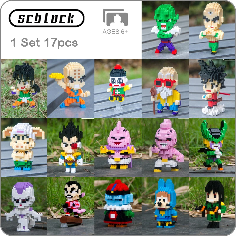 SC аниме Dragon Ball Z Son Goku Супер Saiyan Vegeta Frieza Majin Buu Cell DIY мини-строительные алмазные маленькие блоки игрушки новые в сумки