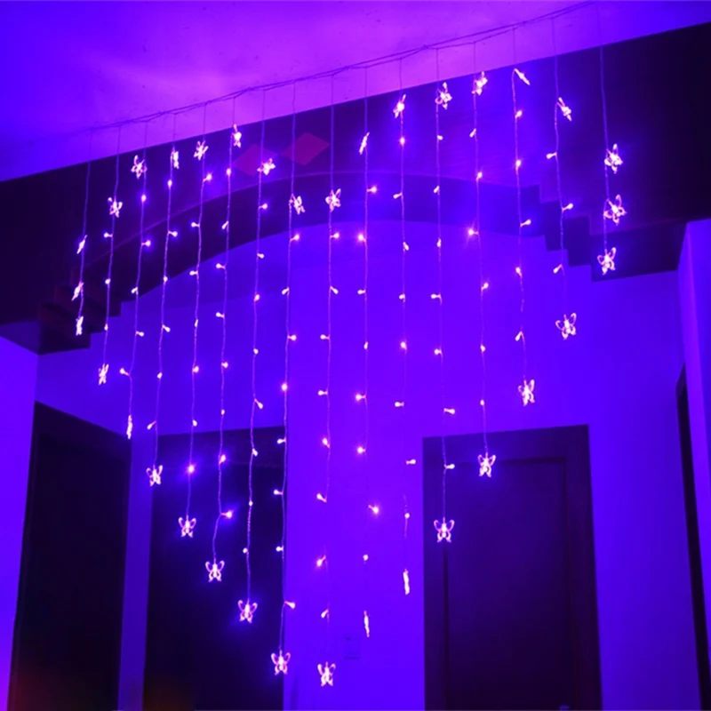 thumbnail image 1 of Guirnalda de luces LED de 2 m para cortina, guirnalda de luces románticas para fiestas en el jardín, decoración para exteriores, bodas, decoración navideña para el hogar, 1 of 4