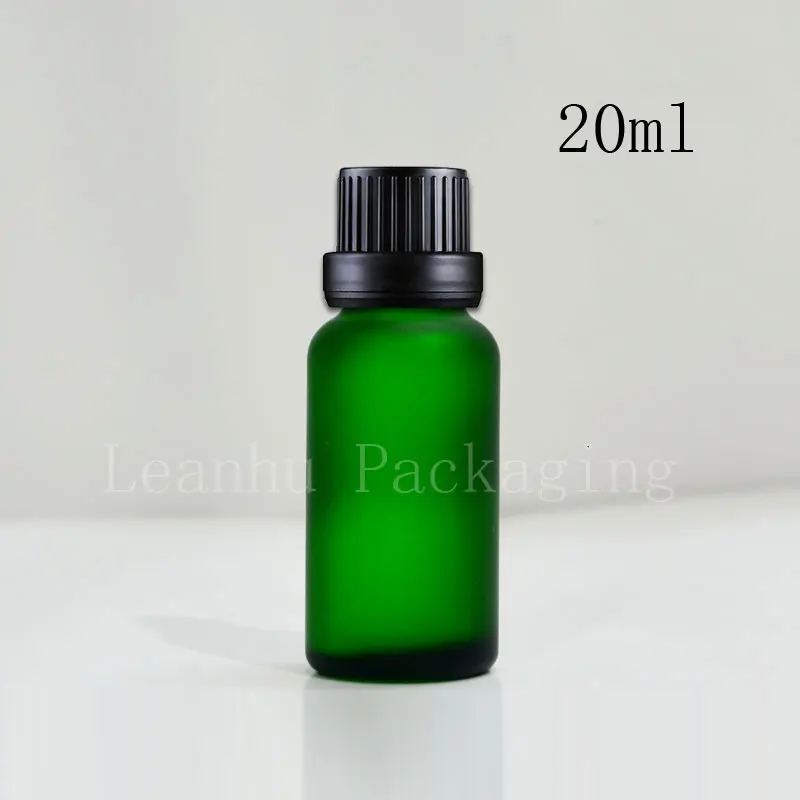 Download Green Frosted Glass Bottles Essential oil Bottle With Black Screw Cap,20ml Women's Personal Skin ...