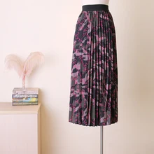 Весна-лето, новая юбка с высокой талией, юбка в форме А, шифоновая юбка с буквенным принтом, летняя юбка