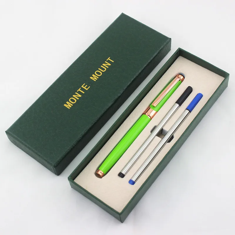 

Luxury Gift Set Pen green Rose gold Clip Fountain Pen with 0.5mm Nib High Quality Metal Ink Pens Free Shipping