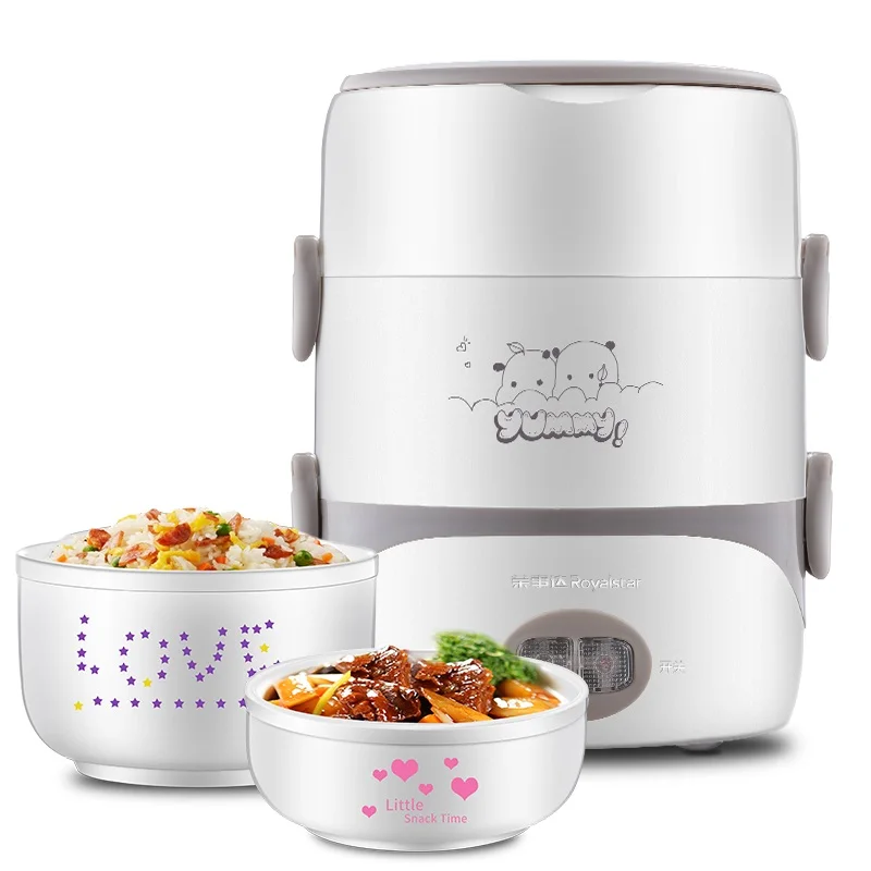 

1.3L Double Layer Electric Lunch Box Rice Cooker Mini Pluggable Heating Insulation Ceramic Liner
