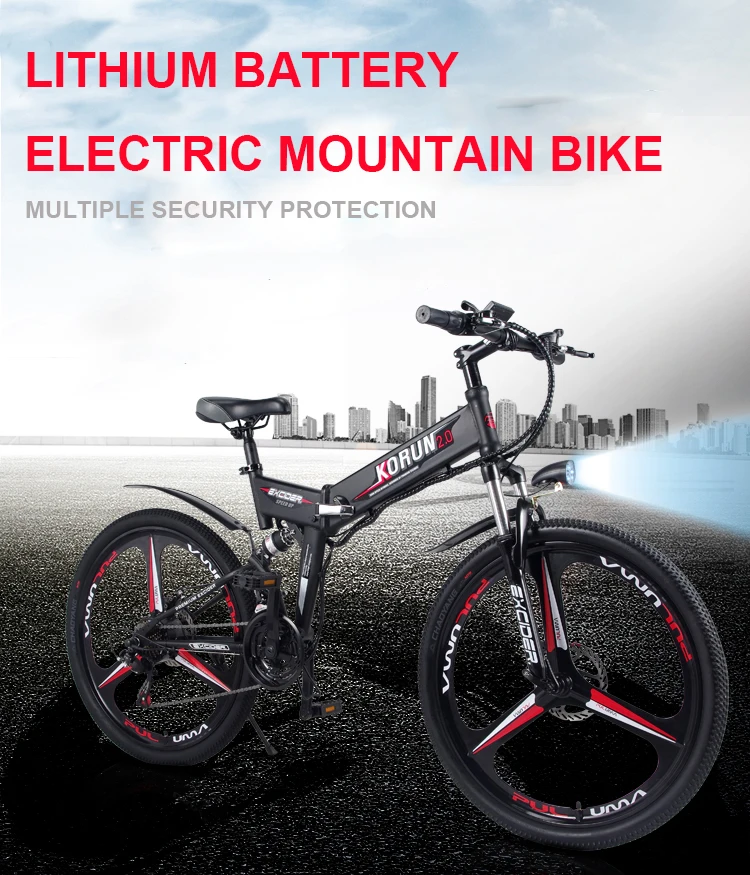 Discount LOVELION 26inch Electric Bicycle 48v Double Lithium Battery Electric Mountain Bike Smart Assist Hybrid Ebike Rang 80-100km Ebike 8