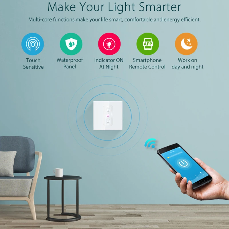 Wifi Dimmer Switch Smart Touching Light Switch Bulb Dimmer Compatible for Amazon Alexa CLH@8