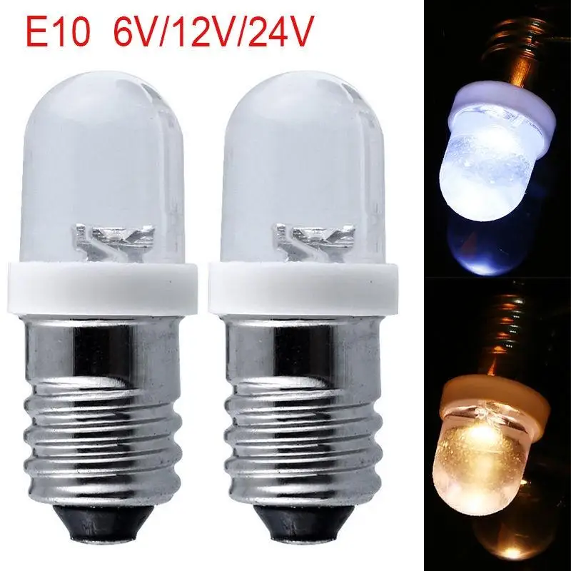 Adeeing E10 Light Bulbs DC 6/12/24V LED Screw Base Indicator Bulb Mini Warning Automobile