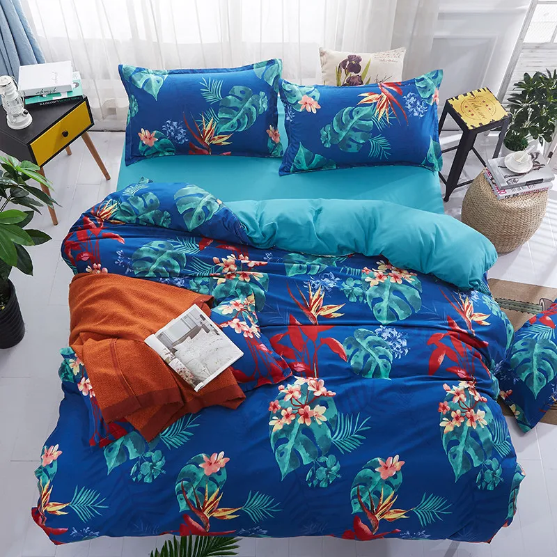 

Coconut tree printed bedding set for Christmas gift single double size bed linens set single queen King size duvet cover set