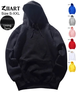 

Man Boys Terry Hoodies Black Royal Blue Light Gray Pink Red White Yellow Couple Clothes Autumn Winter ZIIART