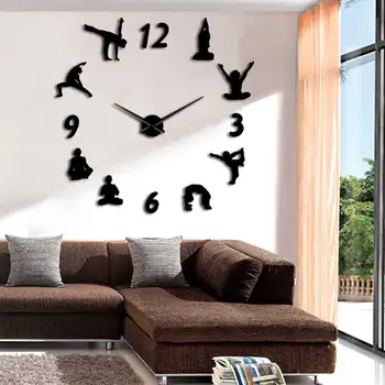 

Yoga Large Wall Clocks Watch Modern Design Geek Decoration Big Mirror 3D DIY Large Wall Clocks Watch Gift For Yoga Lover