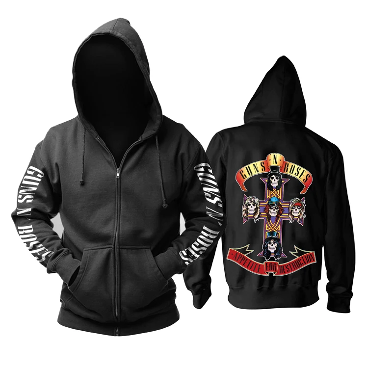 

24 designs Guns N Roses Sweatshirt GNR Cotton Rock zipper hoodies shell jacket Guns N' Roses punk hardrock heavy metal sudadera