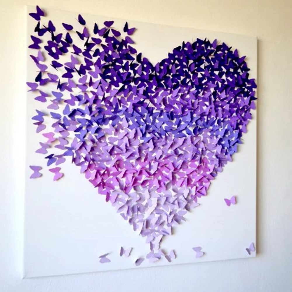 Красочные DIY 3D бабочки наклейки на стену домашний декор в форме сердца ПВХ наклейка для комнаты свадебные украшения День святого Валентина