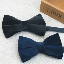 Бархатный галстук высшего качества с бантом, мужские Модные аксессуары для бутика, черный, темно-синий цвет