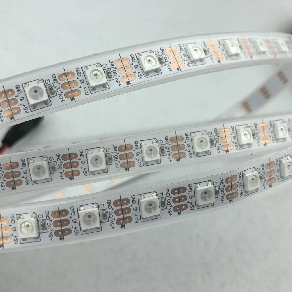 Светодиодные пиксели srip 4m DC5V WS2812B IP68 60 шт. WS2812B/M с пикселями Белая печатная плата в