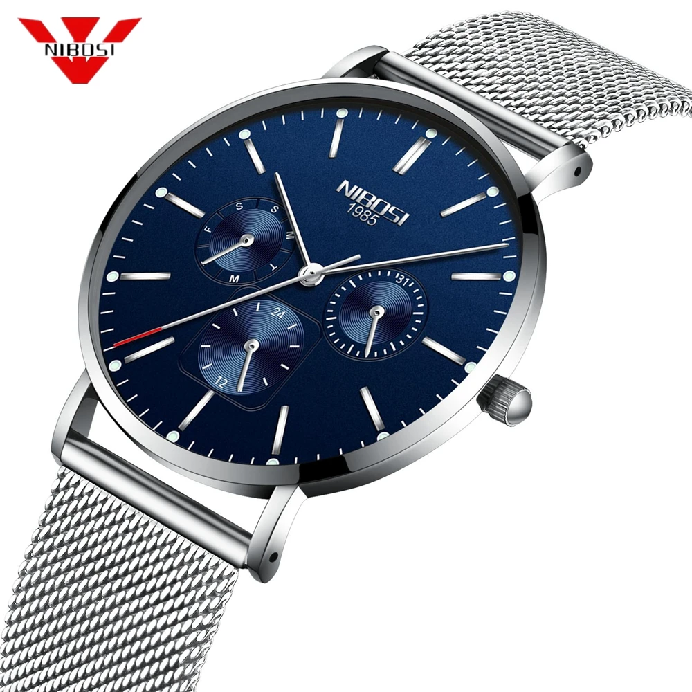 

NIBOSI Mens Watches Top Brand Luxury Waterproof Sport Watch Men Ultra Thin Quartz Watch Casual Relogio Masculino Zegarek Damski