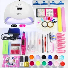 12 Цвет УФ Гель-лак для ногтей UV светодиодный лампы для ногтей Nail art Набор Комплект лак для ногтей гель с лампой и Пилочки для ногтей сверла маникюрный набор