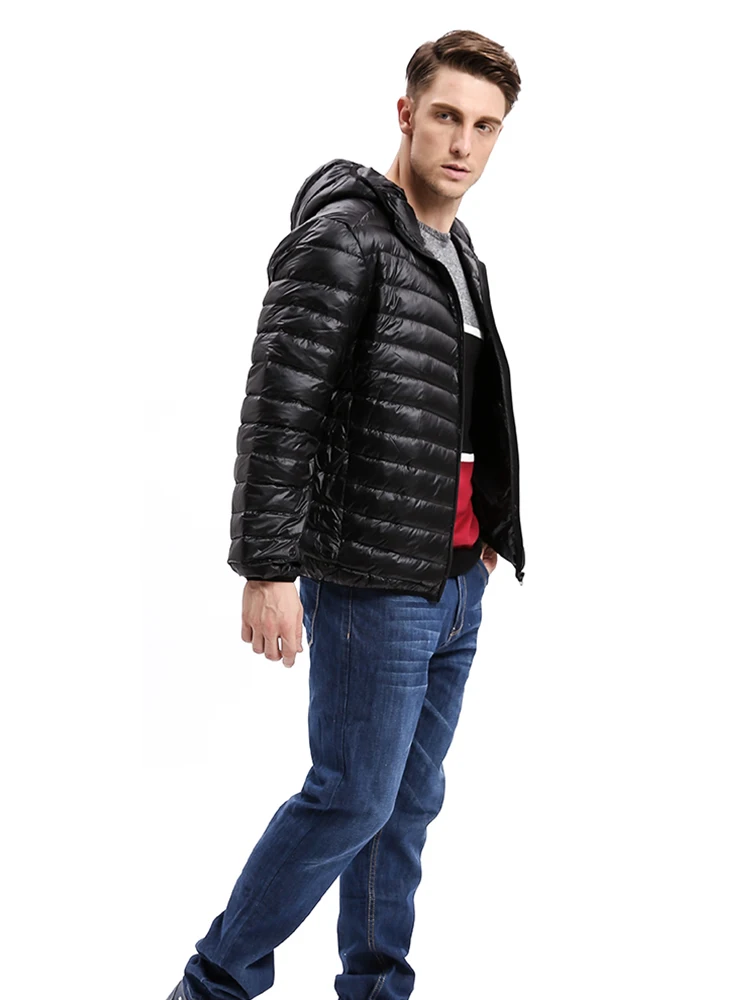men's fashion warm Down Coat Jacket thin hooded Autumn winter jacket leisure thin feather jacket Male Coat Size: S-3XL down jacket mens jacket