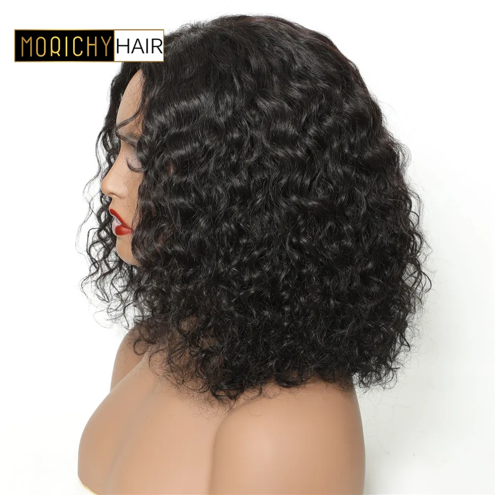 Morichy короткие парики из человеческих волос с кружевом спереди бразильские курчавые кучерявые парики для черных женщин предварительно