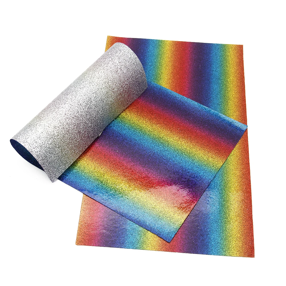 

David accessories 20*34cm Rainbow leopard glitter Faux Synthetic Leather Fabirc,DIY Sewing Garment Hairbows Bags Crafts,1Yc4962