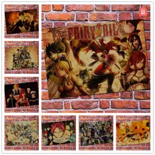 Наклейка на стену, винтажный аниме, сказочный хвост, плакат, бар, детская комната, домашний декор, мультфильм, комиксы, Ретро стиль, крафт-бумага, Наклейки на стены