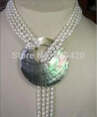 

Free Shipping Pretty design south sea natural white Scarves rice pearl necklace 2*42 inch