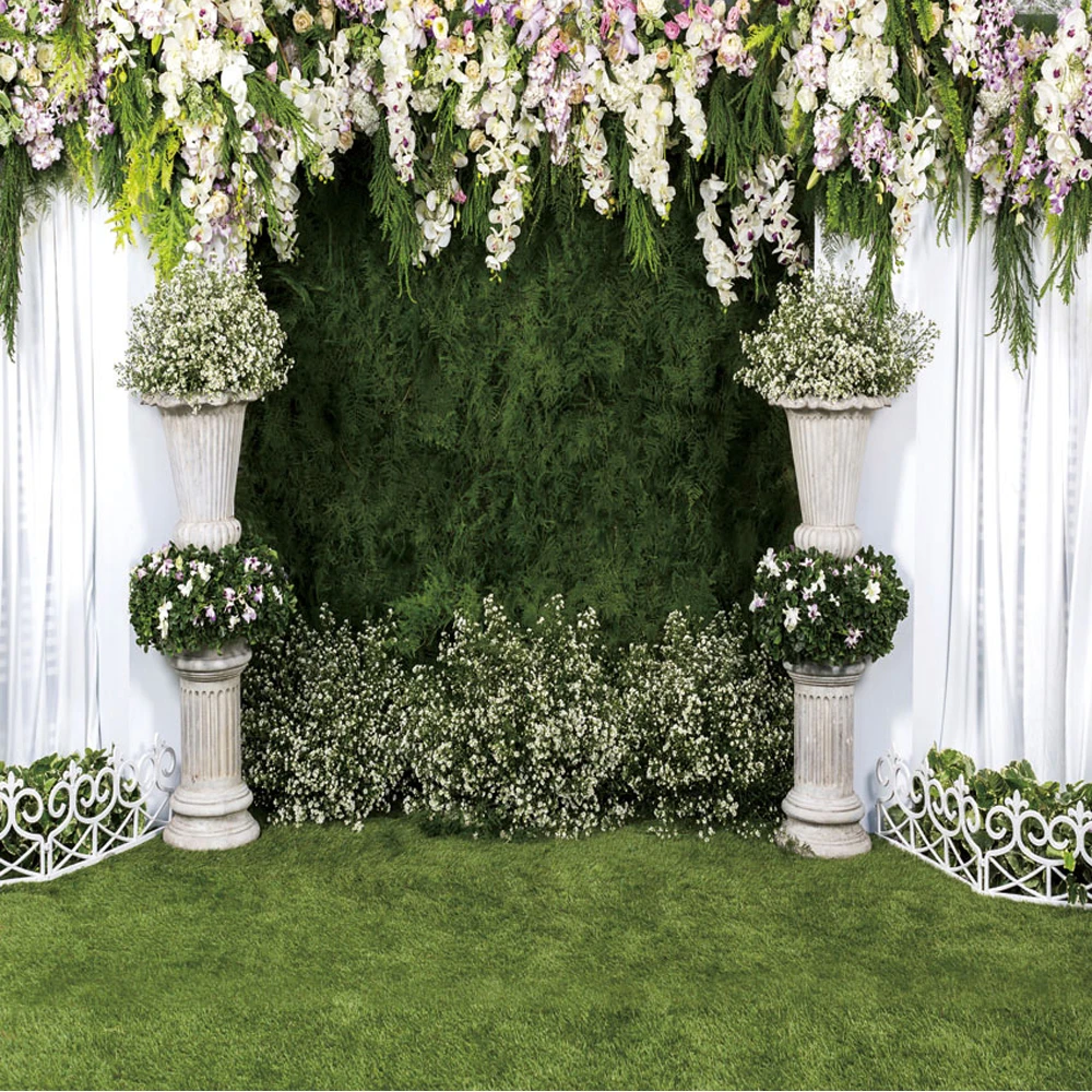 Elegant Wedding Background for Photo Studio Printed White Curtains