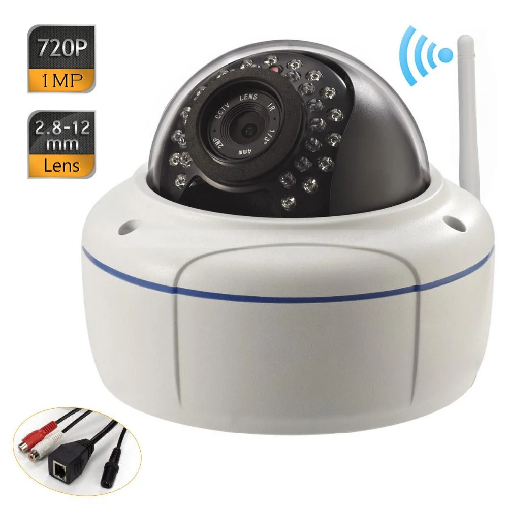 

Wifi ONVIF P2P 2.8-12mm Waterproof Dome Network IP Vandal-proof Camera 720P