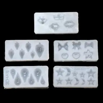 

Hot 5Pcs 3D Silicone Molds Nail Art Decor Moon Star Shell Strawberry Bow Lips Molds Epoxy Resin Mould Crafts
