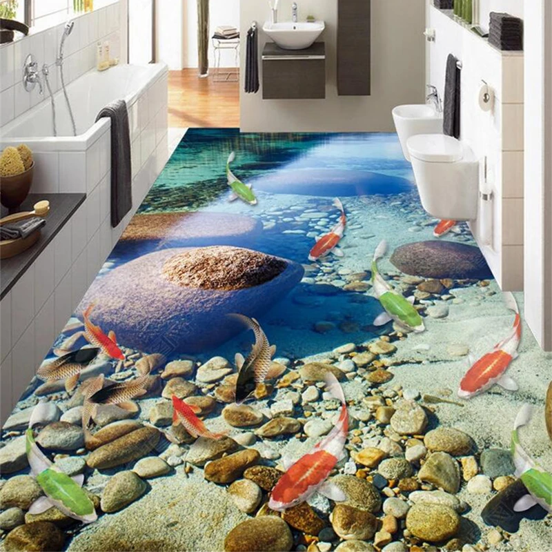 Custom Self Adhesive Floor Mural 3d Nature Lake Photo Wallpaper Bathroom Living Room Pvc Waterproof 3d Floor Tiles Wall Papers Wallpapers Aliexpress