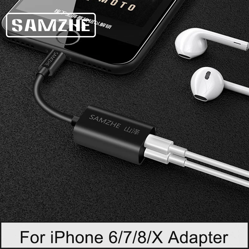 

SAMZHE Charge Cable Adapter 2 in 1 For iPhone 7 8 Plus Music Playing and Charging Converter Splitter iPhone X Audio Cable