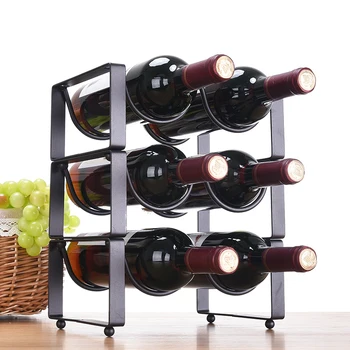 

XXXG Modern minimalist decoration wine bottle rack wine wine frame superimposed iron shelf Wine living room floor